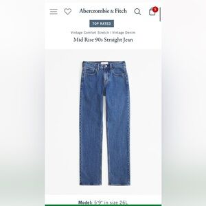 Abercrombie mid rise straight denim